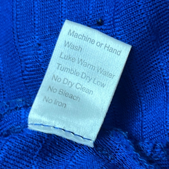 Ming Wang Knit Cardigan Size Large Royal Blue Black Trim Open Business Collar - Picture 11 of 14